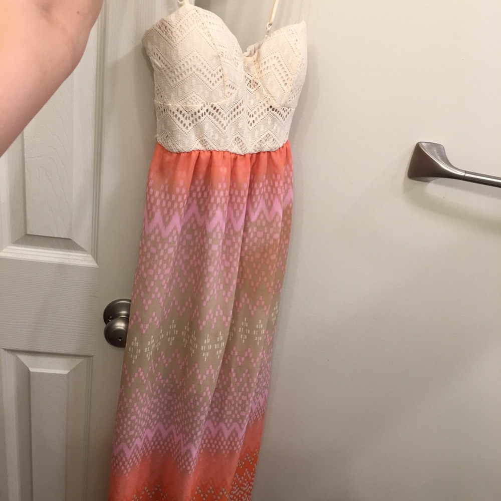 Long dress orange and pink